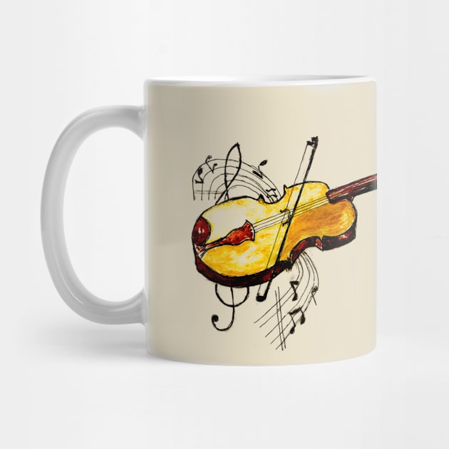 Yellow Violin with Notes by AnnArtshock